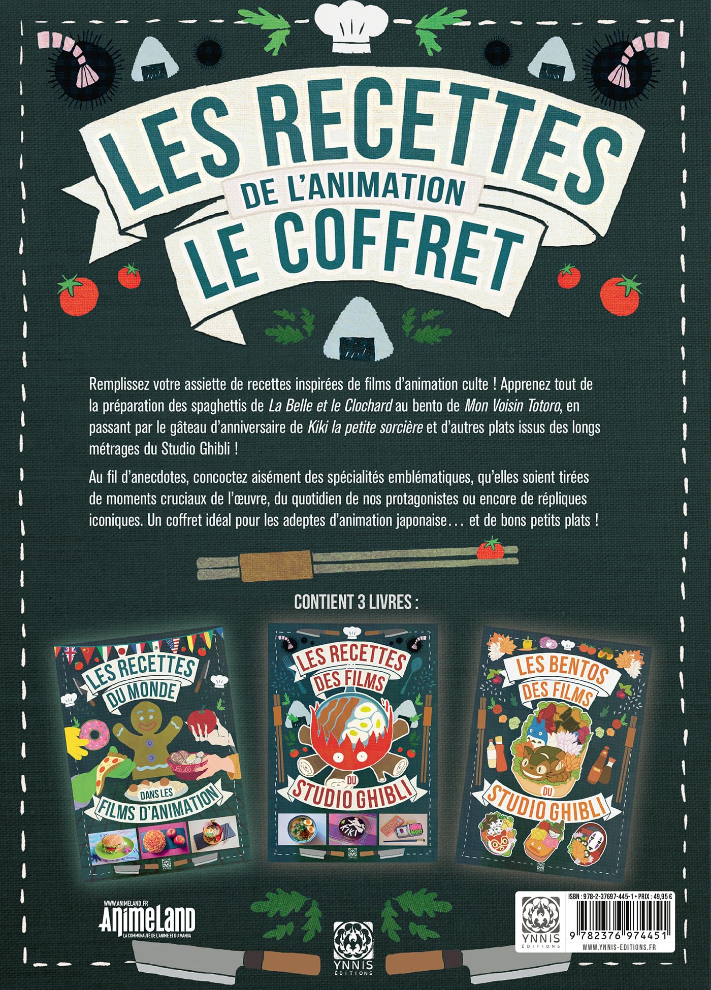 Le coffret les recettes de l'animation: Coffret en 3 volumes : Les recettes du monde dans les films d'animation ; Les bentos des films du studio Ghibli ; Les recettes des films du studio Ghibli
