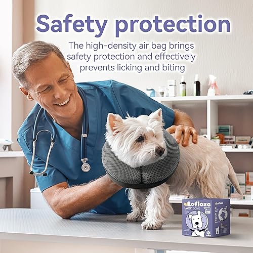 Miniatura 3 de Loflaze Collar inflable suave para perro, alternativa después de la cirugía, collar en E para perros grandes, medianos y pequeños, gatos