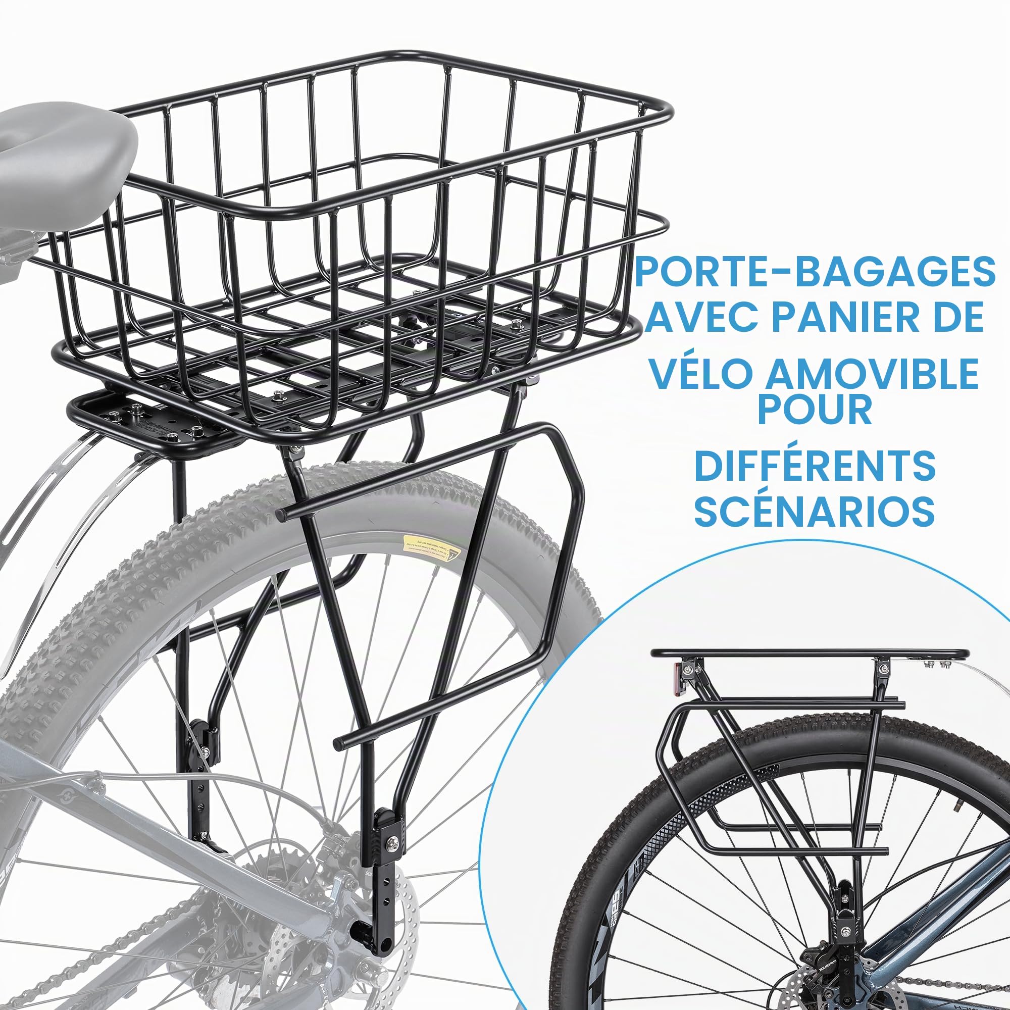 CXWXC Porte-Bagages arrière avec réflecteur pour VTT - Charge maximale : 27 kg - pour vélo de 26 à 29"
