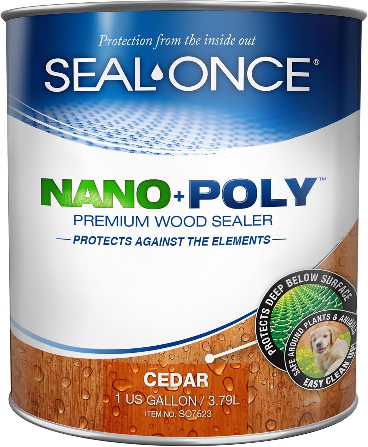 Seal-Once Nano+Poly Penetrating Wood Sealer with Polyurethane - Premium Waterproof Sealant -1 Gallon & Cedar