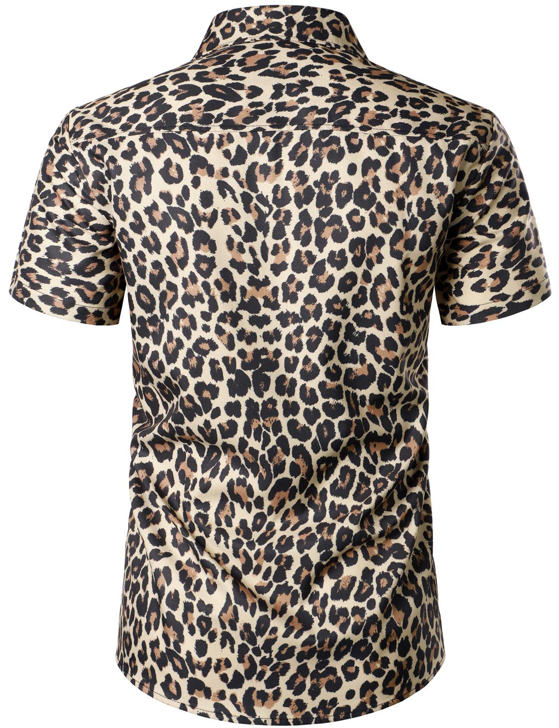 PARKLEES Chemise décontractée à manches courtes pour homme Imprimé léopard