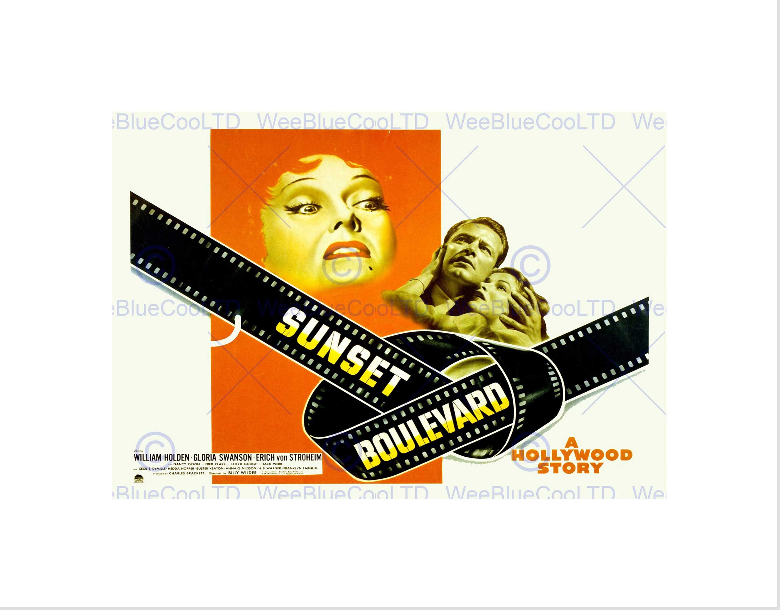 Wee Blue Coo MOVIE FILM SUNSET BOULEVARD NOIR SWANSON BLACK FRAMED ART PRINT PICTURE B12X5589