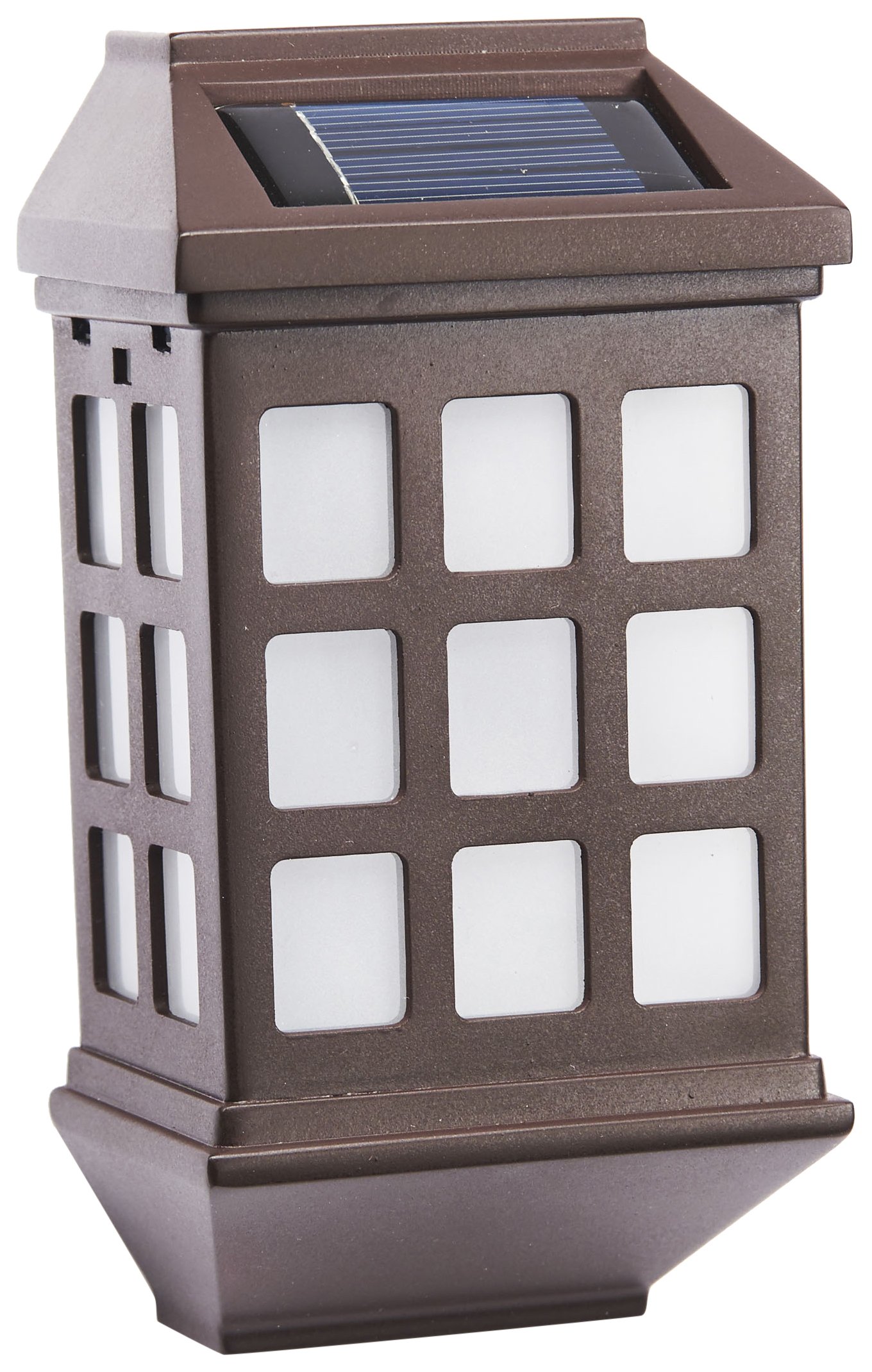 PowerTek Pack of 4 Deluxe Solar Powered Fence Lights, Brown W9 x D6.5 x H17cm