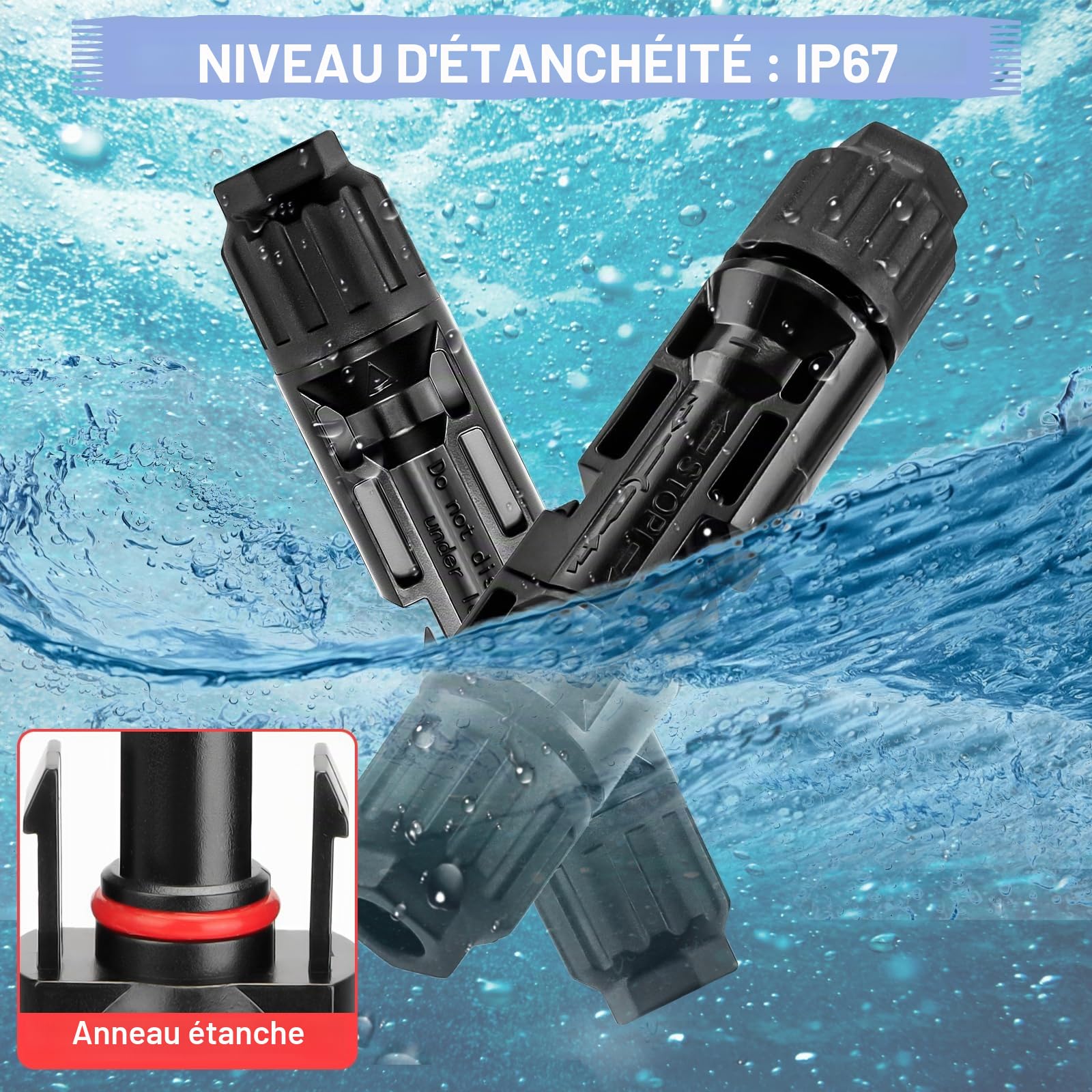 Kit de pinces à sertir solaire pour câble PV 2,5/4/6 mm², 5 paires de fiches MC4, 9 fiches solaires mâle/femelle, 1 pince à sertir MC4