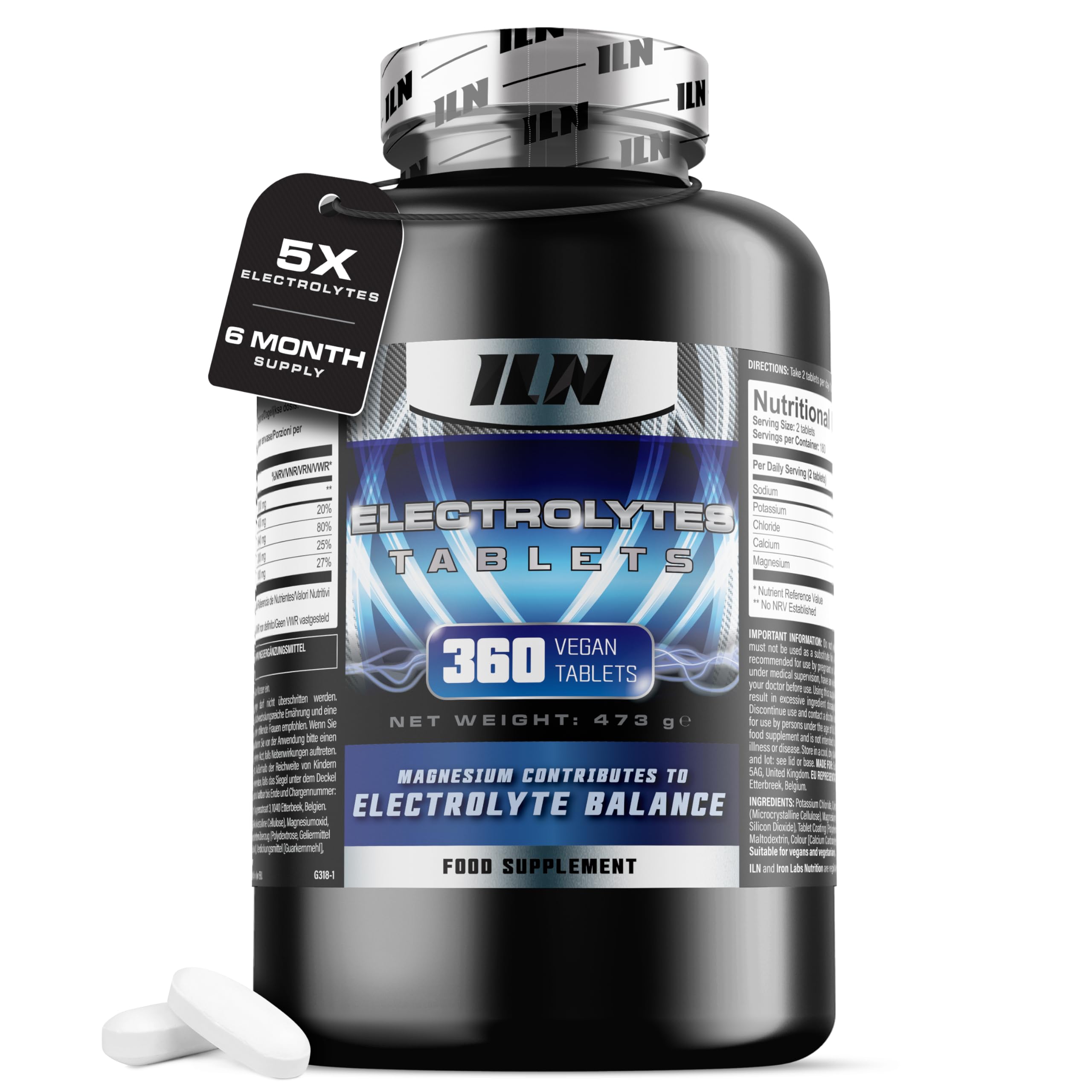 Electrolytes Tablets for Hydration – 360 Tablets – Zero Sugar 1,500mg Electrolytes Complex – Sugar Free + Keto Friendly + Vegan & Vegetarian