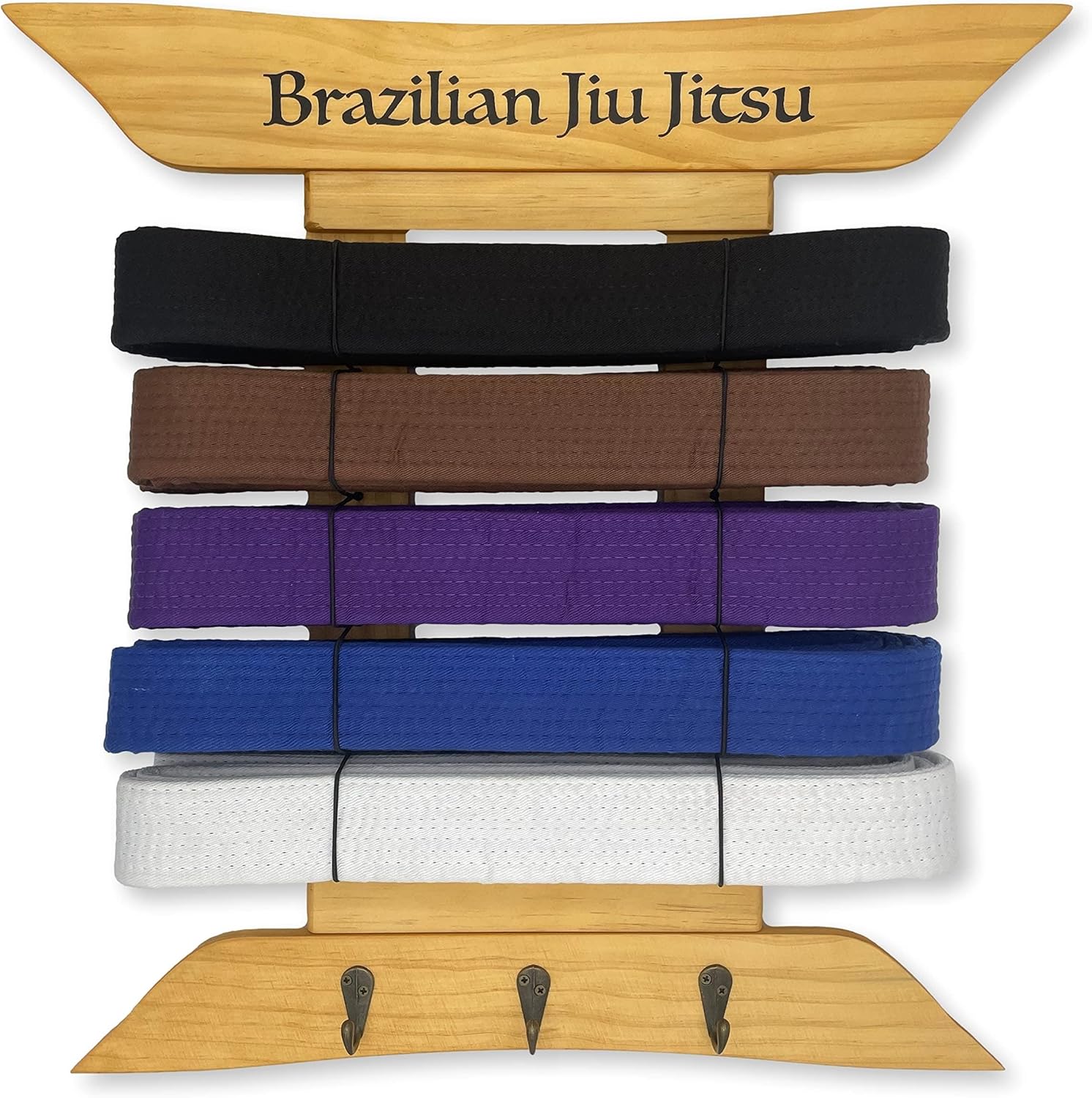 Brazilian Jiu Jitsu Belt Display | BJJ Belt Rack for 5 Belts Plus Medals Hanger | from White to Black Belt | Martial Arts Belt Holder Case | Gifts for Jiu Jitsu Practitioners