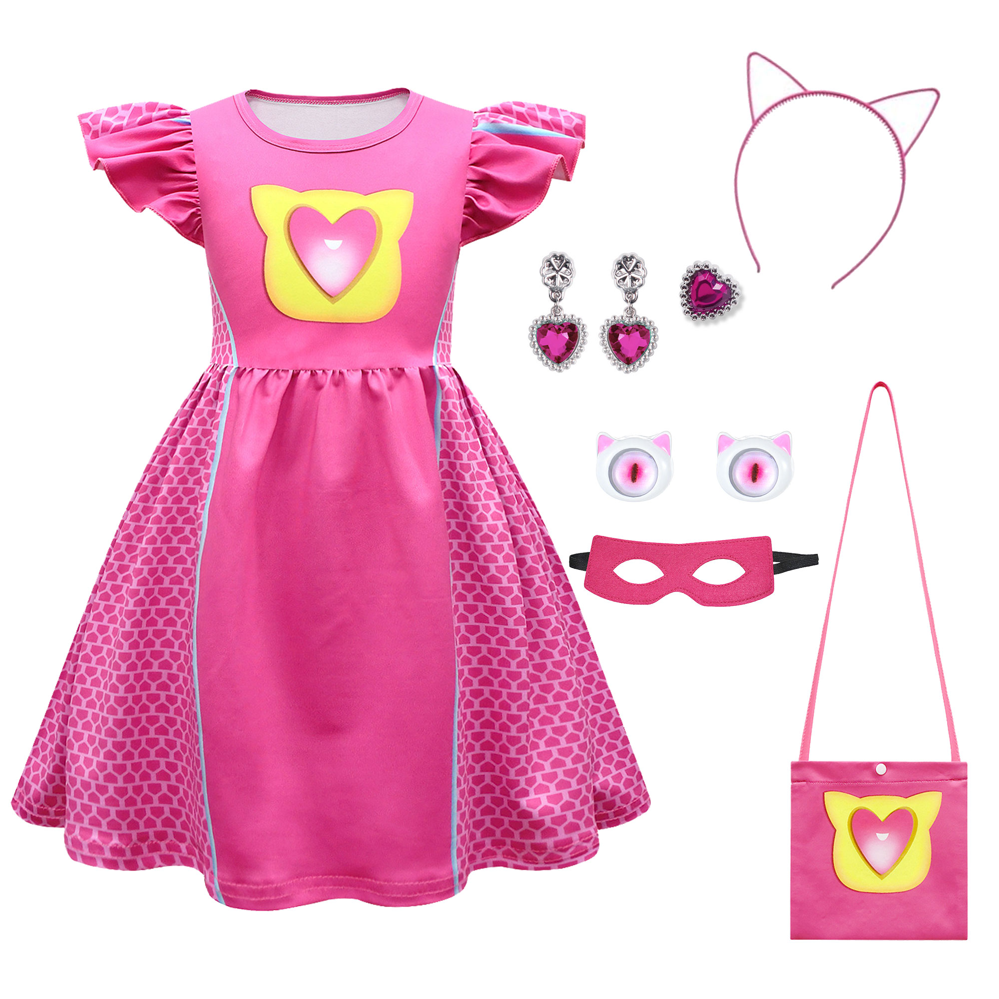 Vestido de superheroína con manga volante para niñas 3-8 años miniatura 6