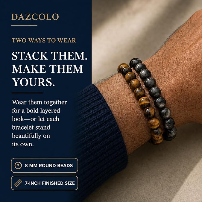 8mm 2-Pack Gemstone Bracelets