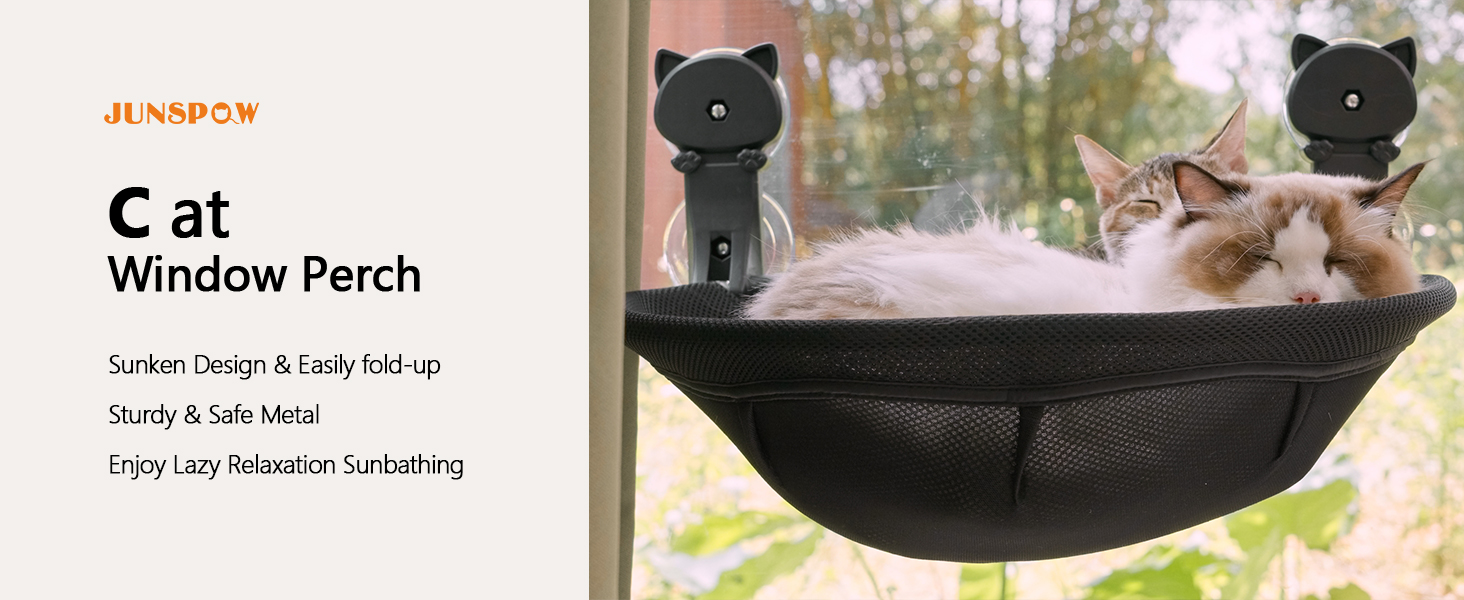 Amaca Da Finestra Per Gatti JUNSPOW - Pieghevole, Traspirante, Portata 18kg - Foto 2