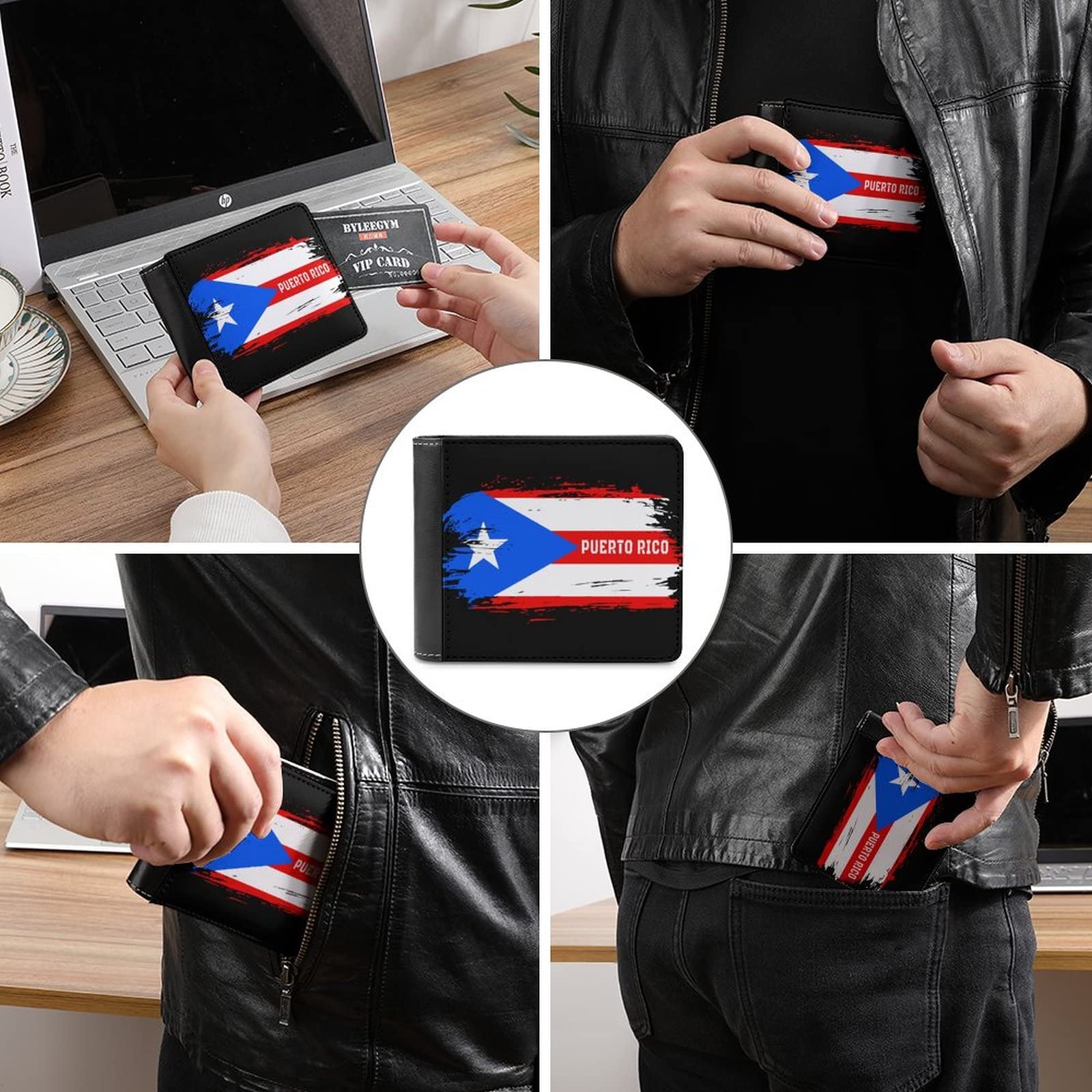 Cartera Plegable Con Diseño De Bandera De Puerto Rico Con Compartimentos Ocultos Con Tarjetero Para Tarjetas De Crédito Para Viajes Diarios Y Trabajo