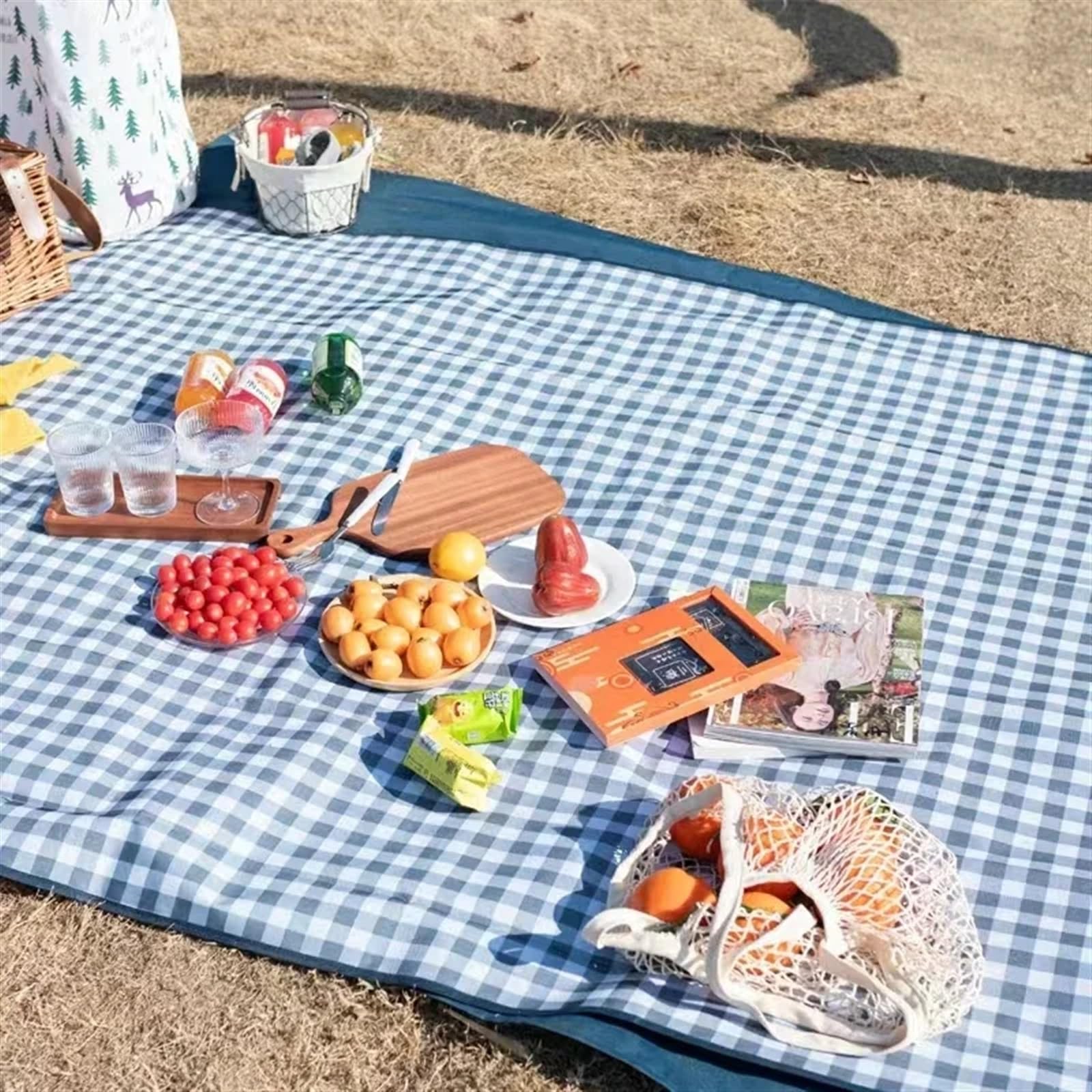 Coperta da Picnic Tappetino da campeggio Coperta da spiaggia impermeabile Tappetino da picnic portatile for esterni Materasso da campeggio for esterni Tappetino da picnic Coperta Giochi da prato(Blue