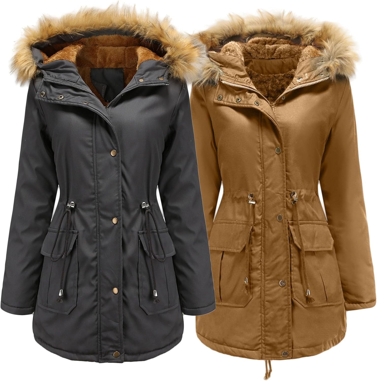 JEKE-DG Women's Heavyweight Fleece Lined Parka Jacket Warm Hooded Anorak Jacket Thicken Militray Winter Outerwear
