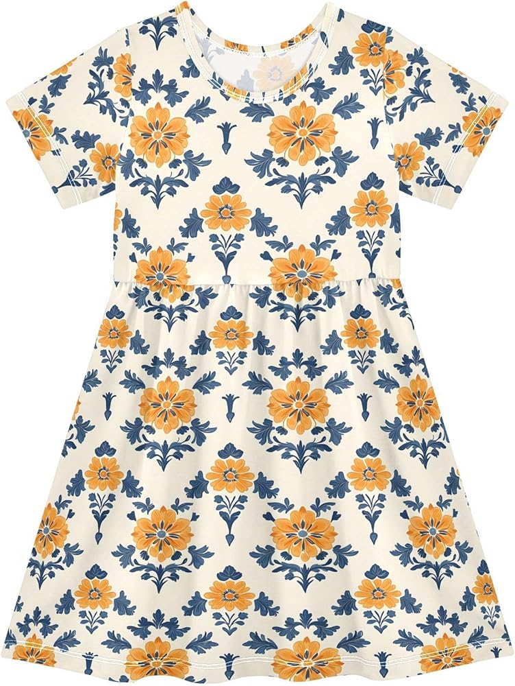 blue dress for baby girl OTM Exclusive: Dress in Blue & Yellow Floral L