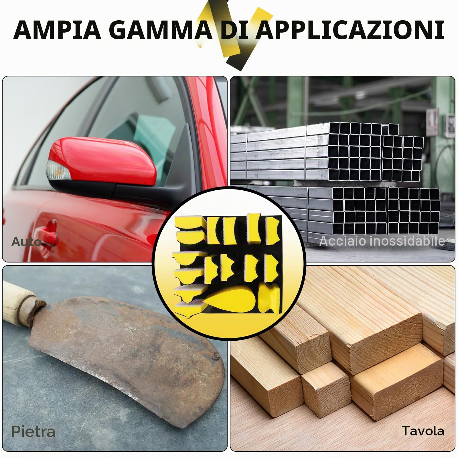 Set di Blocco Levigatura Manuale da 16 pezzi con profilo sagomato e piastra di supporto concava e convessa per la lavorazione del legno, il restauro di mobili, la verniciatura di auto e l'artigianato.