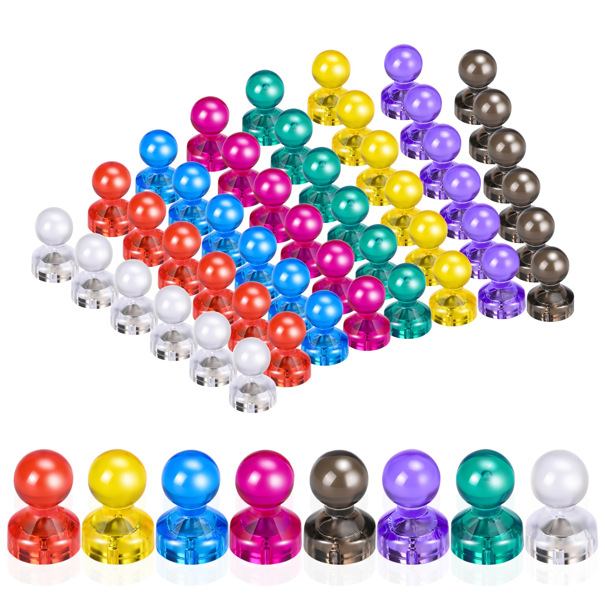 48 Mini Colorful Push Pin Magnets for Whiteboard - Strong Magnetic Pins, 8 Assorted Colors for Fridge, Refrigerator, Classroom, Office (Assorted Color)