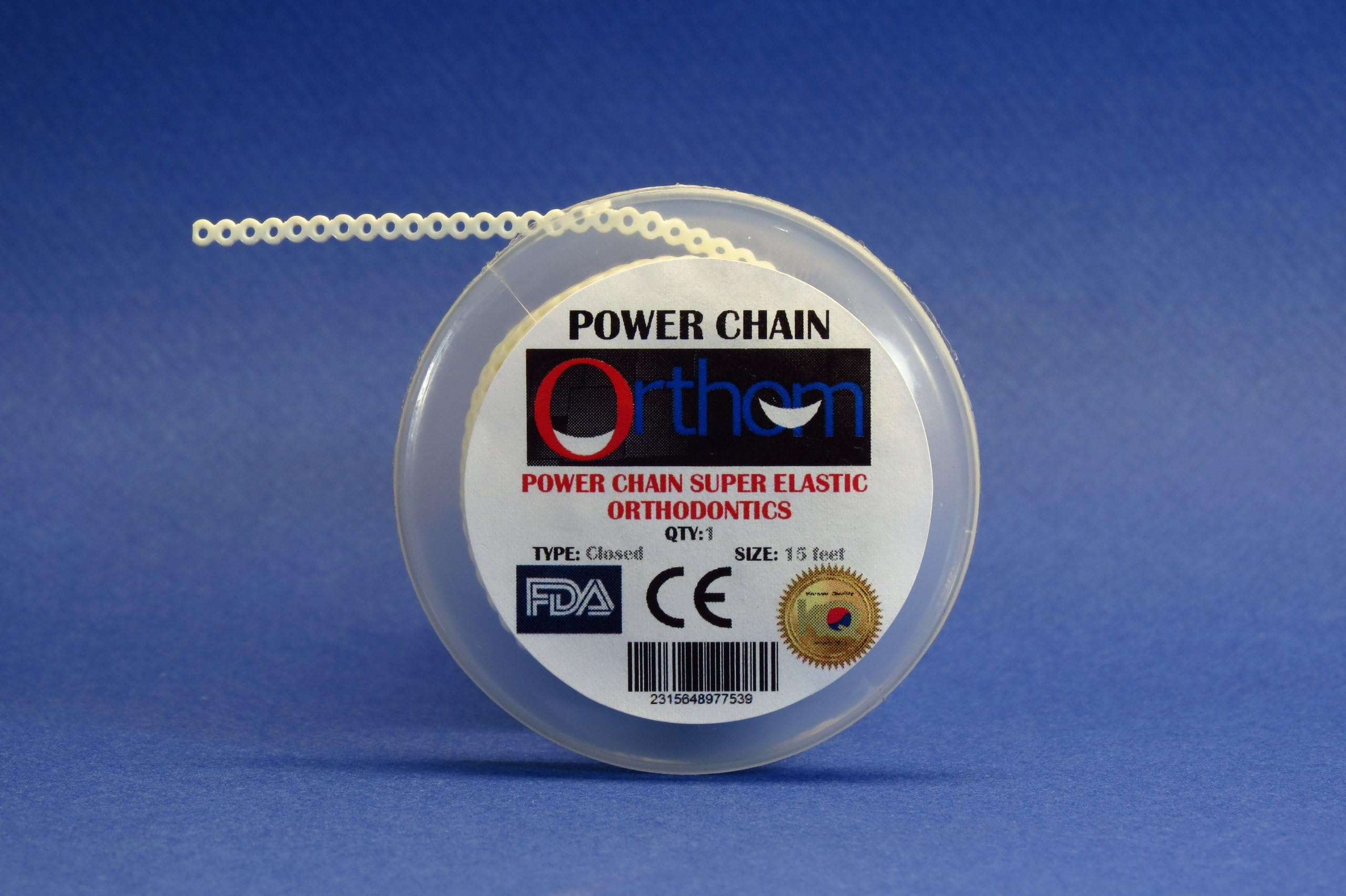 Dental Orthodontic Power Chain Elastic Closed White Spool Cadena ORTHOM