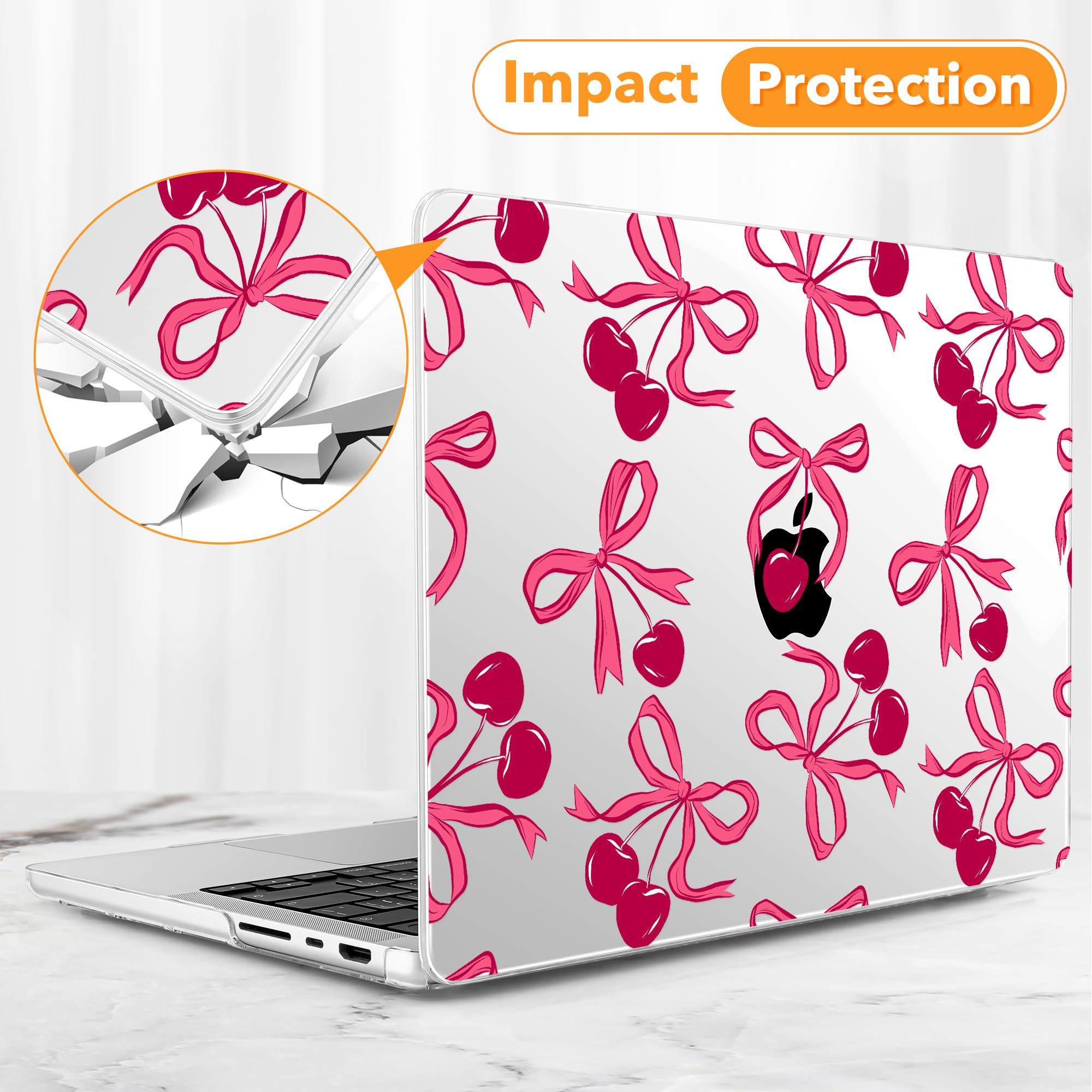 Compatibile con M4 MacBook Pro 16 pollici Case 2024 (A3403 A3186) 2023 (M3 A2991 M2 A2780) 2021 (M1 A2485) Pro/Max, cover rigida in plastica per Mac Pro 16, fiocchi e ciliegie