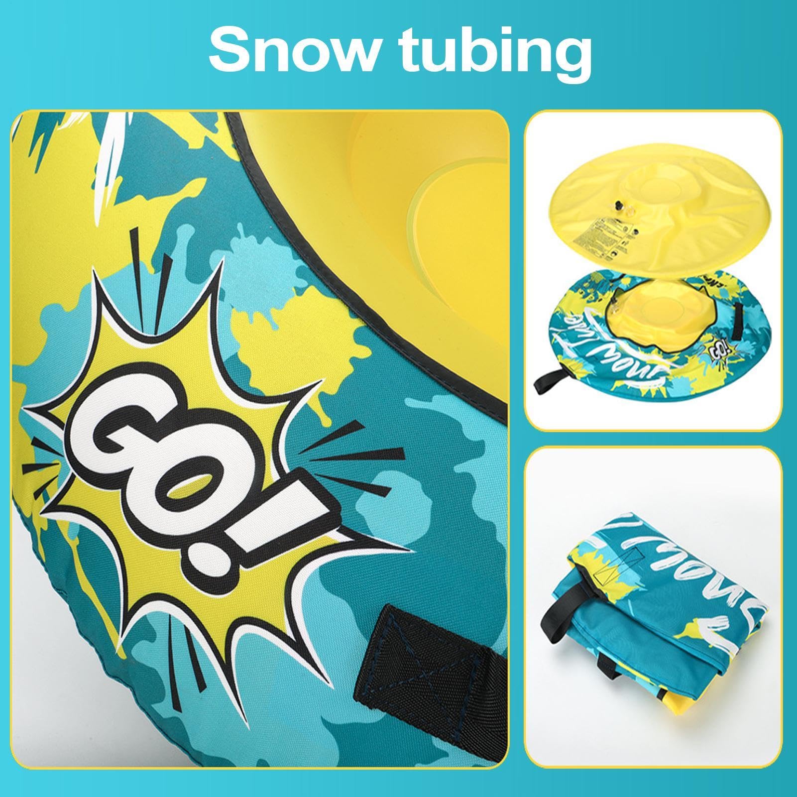 Tubo da neve – slittino da neve gonfiabile, tubo da sci spesso | slittino da esterno con manici spessi, copertura Oxford, tubo da neve gonfiabile invernale, tubo da neve robusto per adulti