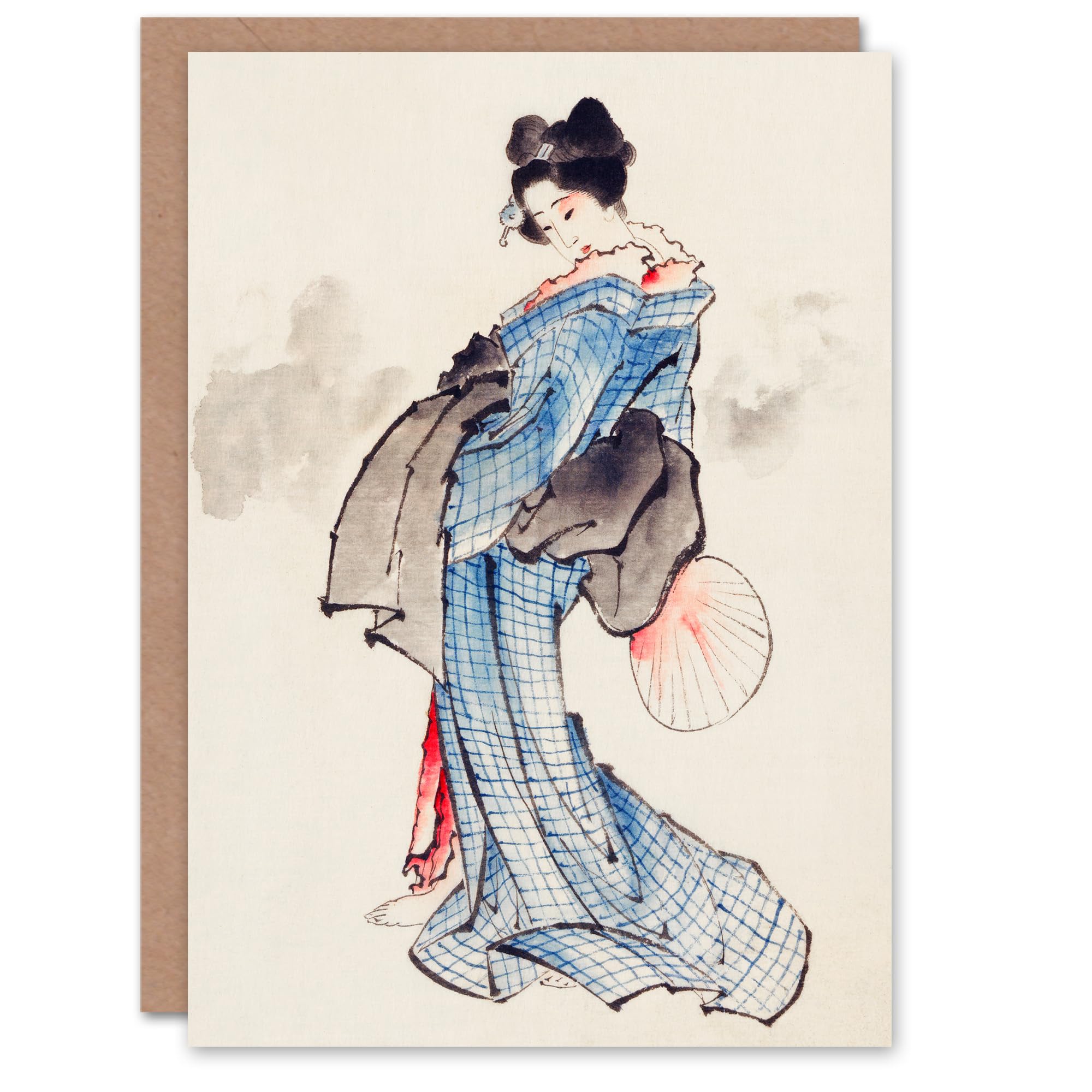 Artery8 Katsushika Hokusai Art Card Vintage Japanese Geisha Portrait