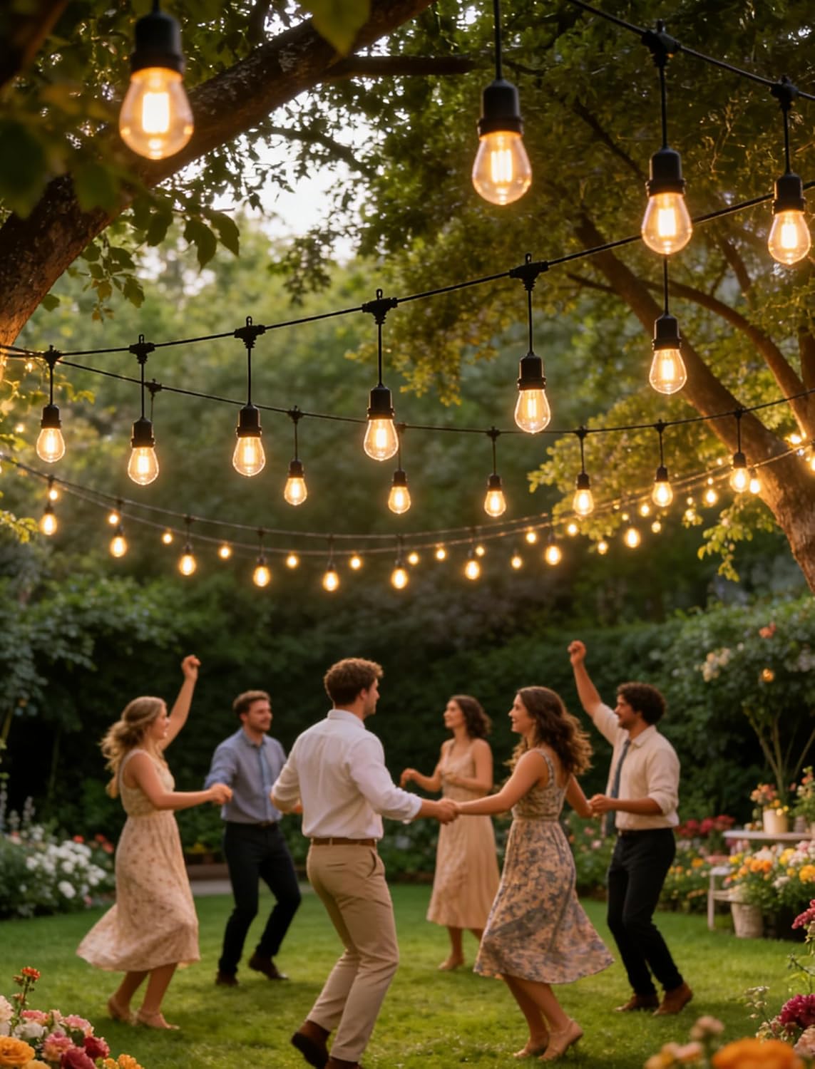 Patio String Lights 30FT, Warm White Plug-in Hanging Lights with Shatterproof LED Bulbs, Waterproof Outdoor Lights for Balcony, Small Patio, Wedding, Porch and Backyard Decor
