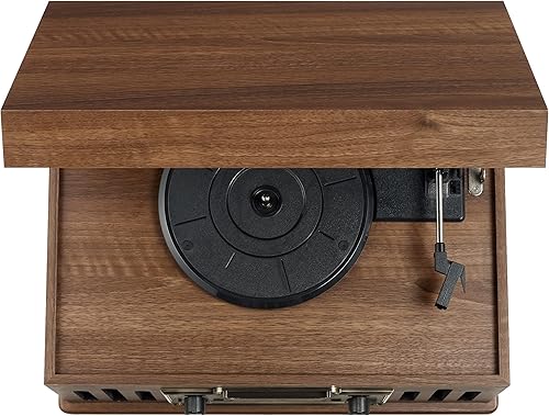 Miniatura 10 de Crosley CR704B-WA Musician Tocadiscos de 3 velocidades con radio, reproductor de CDcasete, entrada auxiliar y Bluetooth, color nogal