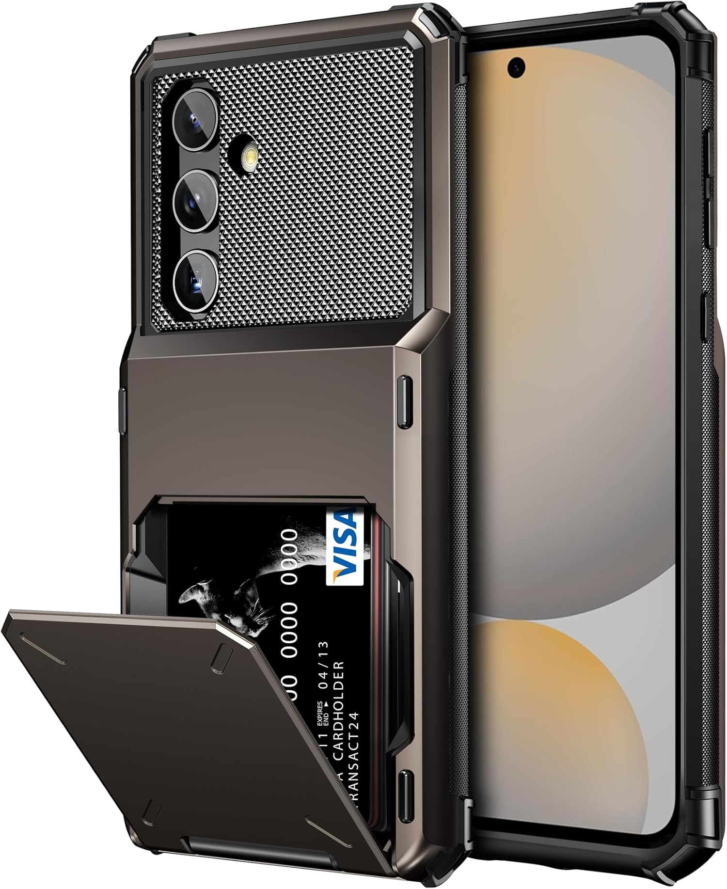 Vofolen for Samsung Galaxy S24 FE Case Wallet with Card Holder Dual Layer Heavy Duty Shockproof Hidden Flip 4-Card Slot Large Storage Protective Galaxy S24 FE Wallet Case for Women Men, 6.7" Gun Metal