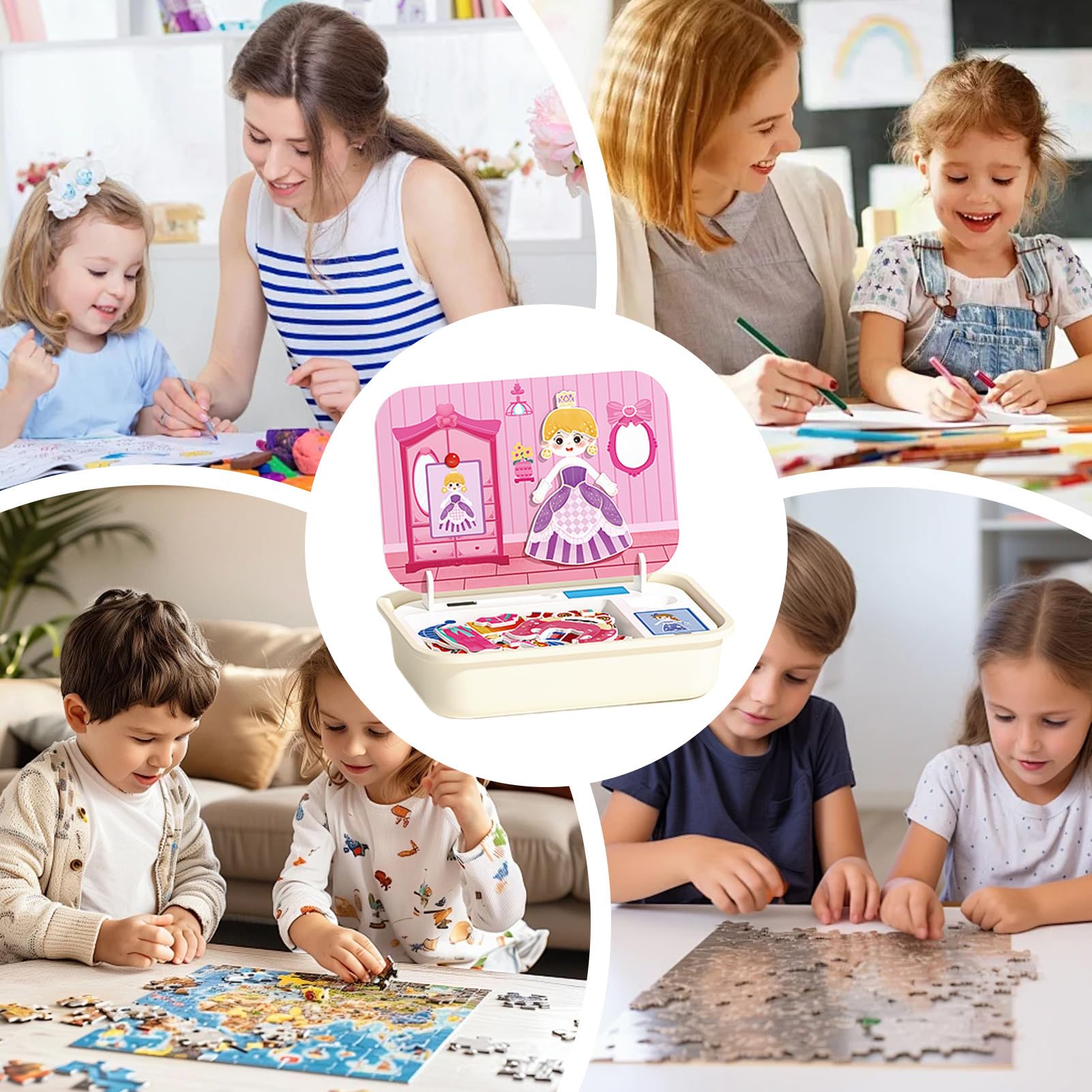 Puzzle Magnetyczne Drewniana Magnetyczna Gra Układanka Stołowa Z Pudełkiem