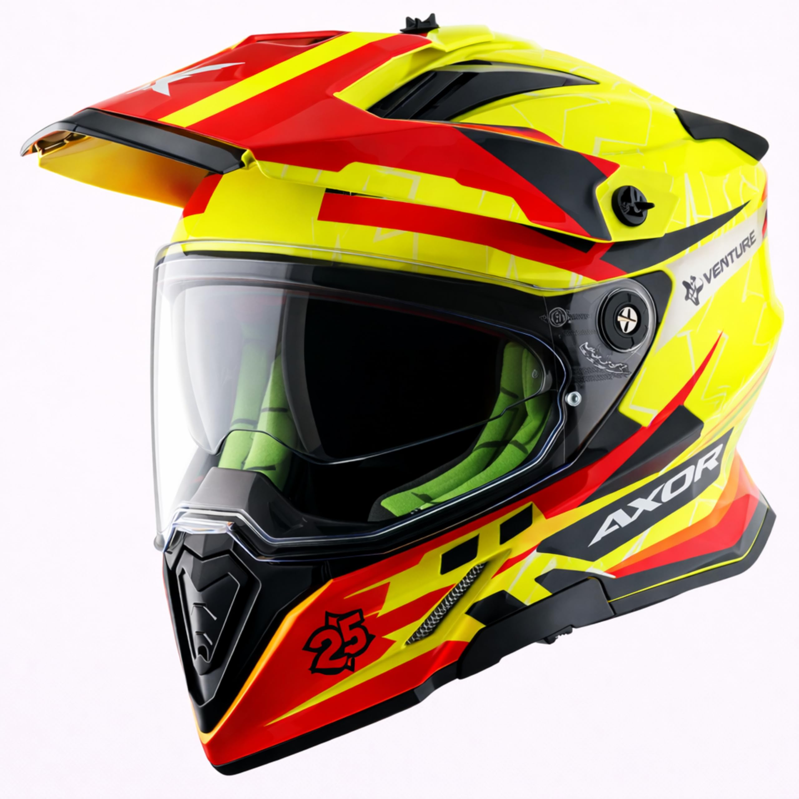 Axor X-Cross Flash Dual Visor Motorbike Helmet Neon Yellow Red Helmet-M-image-41
