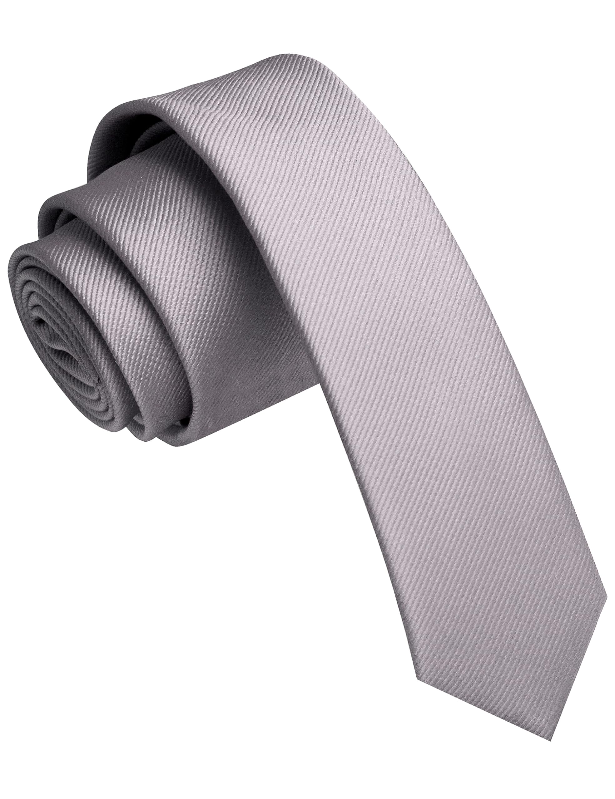 Jemygins Men's Grey 1.58" Tie Silk Skinny Ties For Slim Necktie(4Cm)
