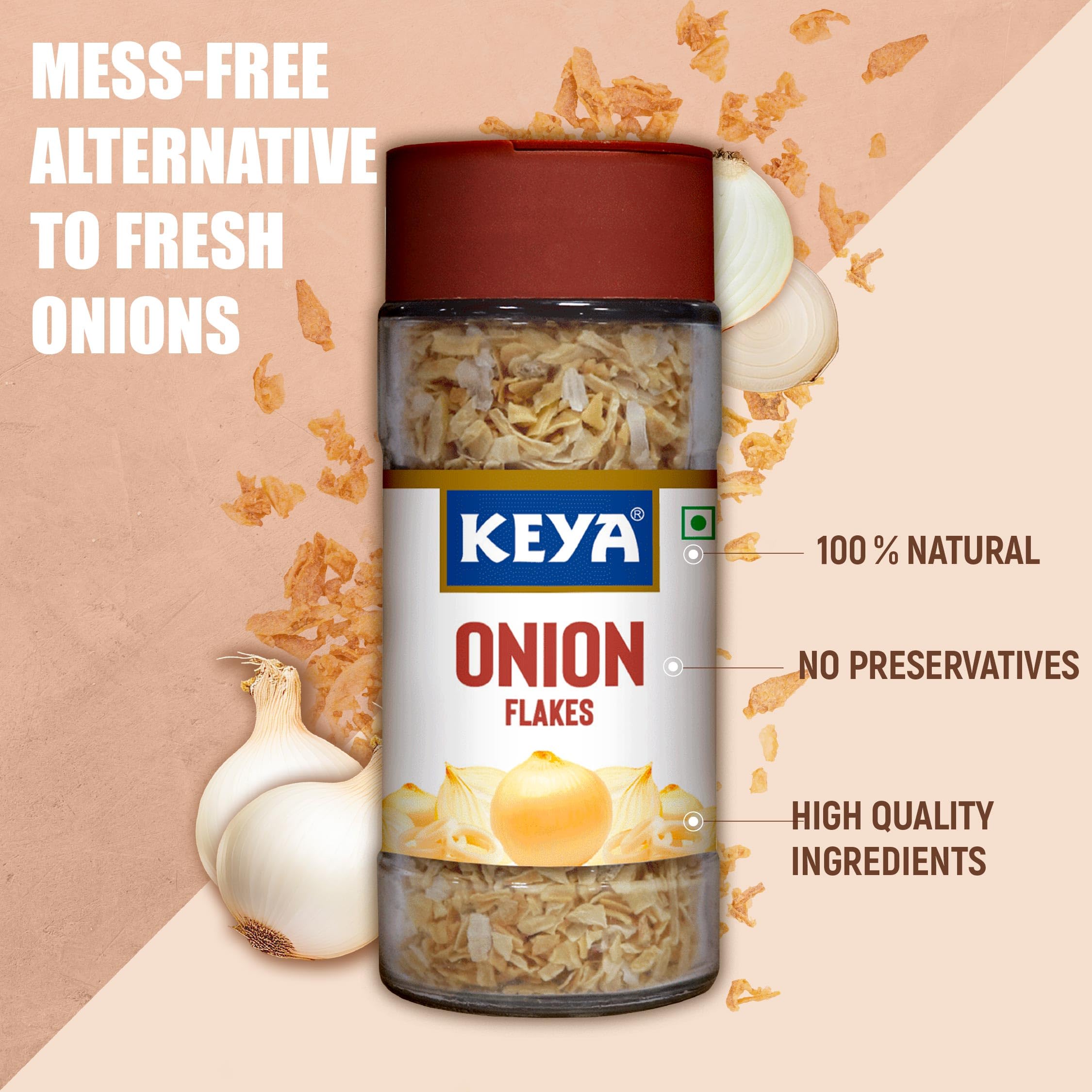 Keya Onion flakes 35g | Pure, All-Natural, Flavor Booster for Cooking, Soups, Sauces, and Seasoning| No Additives, Preservatives - Image 3 thumbnail