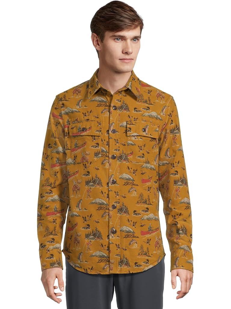 Yellow L.L.Bean Signature 1933 Chamois Cloth Shirt Long-sleeve Pattern Regular