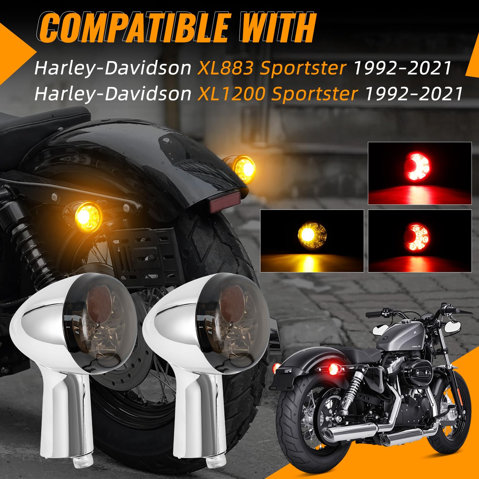 Riloer 1pierre of Motorcycle LED real turn Signals Lights for H - Arley - D - Avison xl883 xl1200 sportster 1992-2021, luz de dirección universal, luz de frenado de servicio