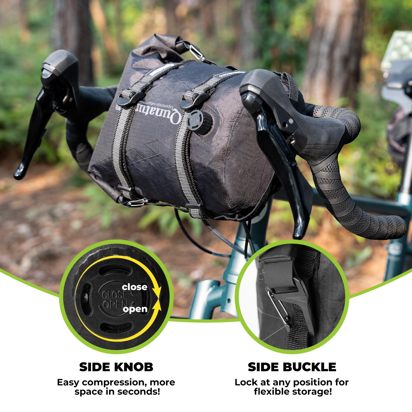 Borsa Impermeabile 12L, Base di Montaggio della Borsa da Manubrio Bici, Set Fissaggio Stabile e Compressibile per Bikepacking Ciclismo