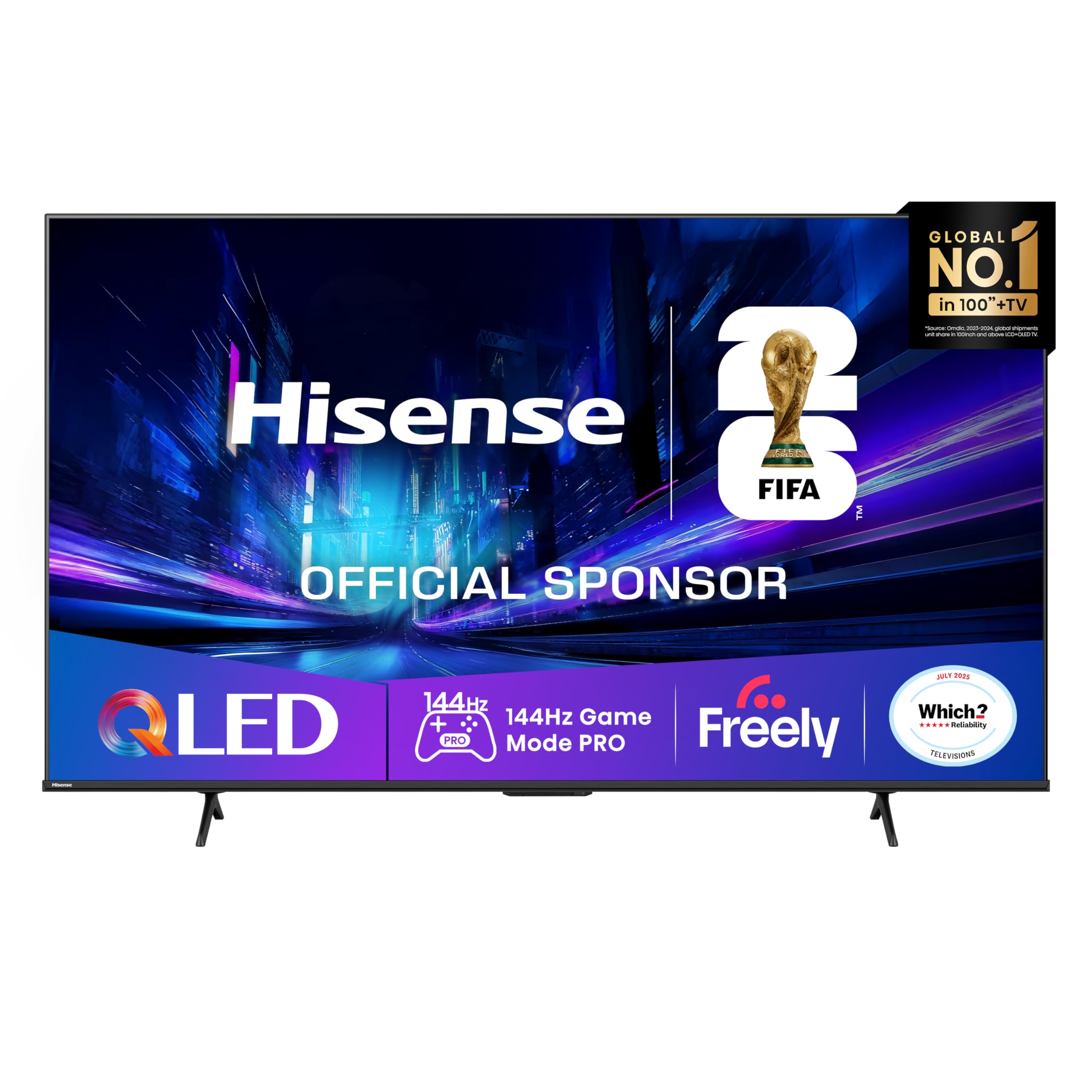 Hisense 85" 85E78QTUK PRO 144Hz QLED Smart AI TV - Hi-View AI Engine, 144Hz Game Mode PRO, Dolby Atmos, Quantum Dot Colour with Freely, Disney +, YouTube, Netflix [Energy Class E]