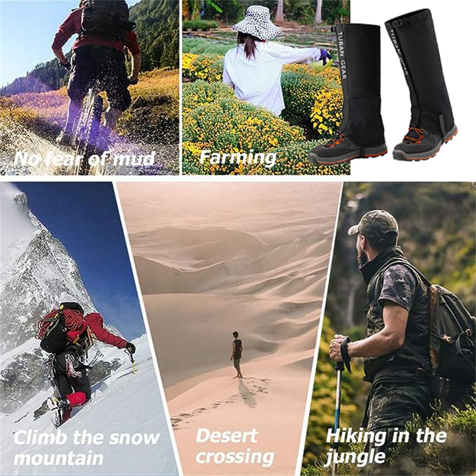 Hixingo Polainas Impermeables Senderismo Mujer Hombre, Trekking Ligera Polainas De Nieve para Piernas a Prueba de Viento Nieve Lluvia para Montaña Caza Esquí