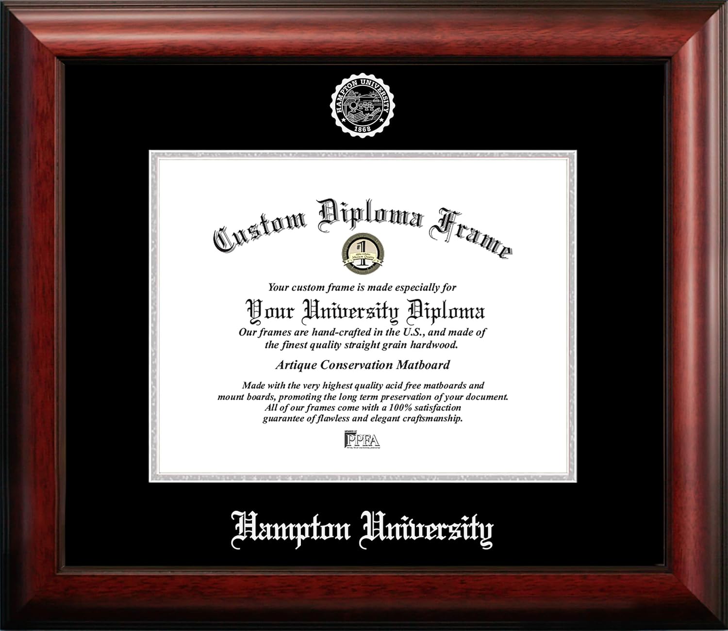 NCAA Hampton Pirates Unisex Silver Embossed Diploma Frame Hampton University 11W x 8.5H Silver Embossed Diploma Frame, Brown, One Size