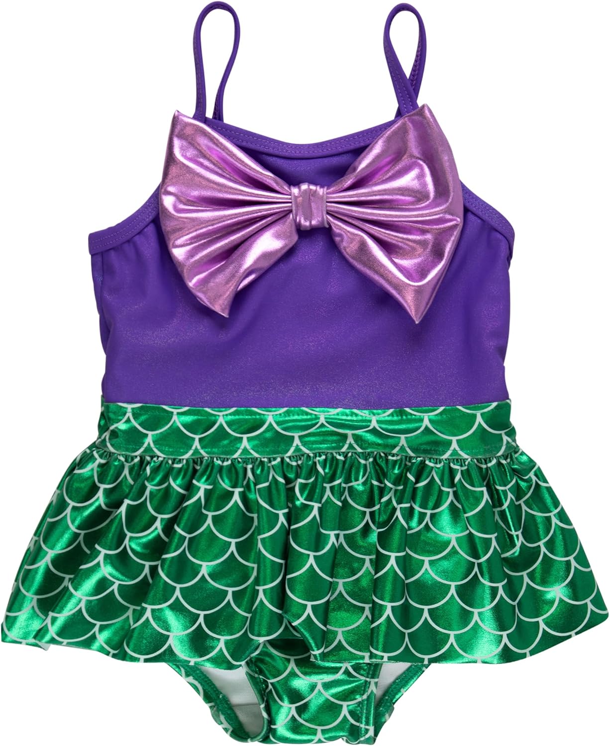 RuffleButts Girls UPF50+ Sun Protection Princess Sleeveless One Piece Swimsuit