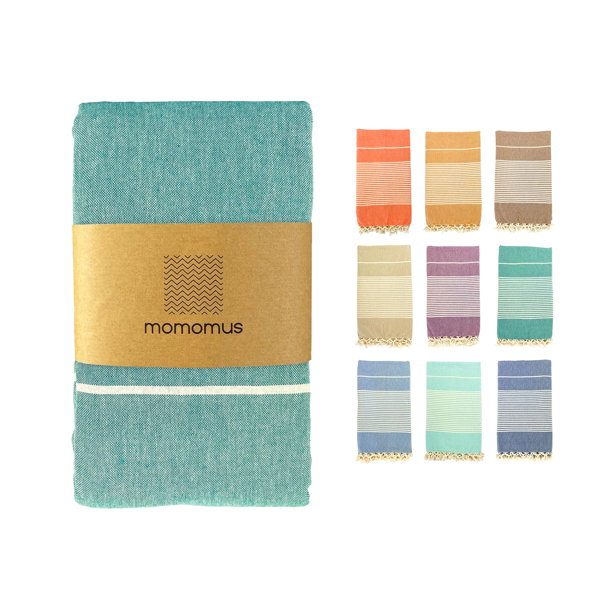 MOMOMUS Fouta XXL, Extra Large Beach Towel for Adults, Beach Picnic Blanket, 100% Cotton, with Fringes and Sand Free