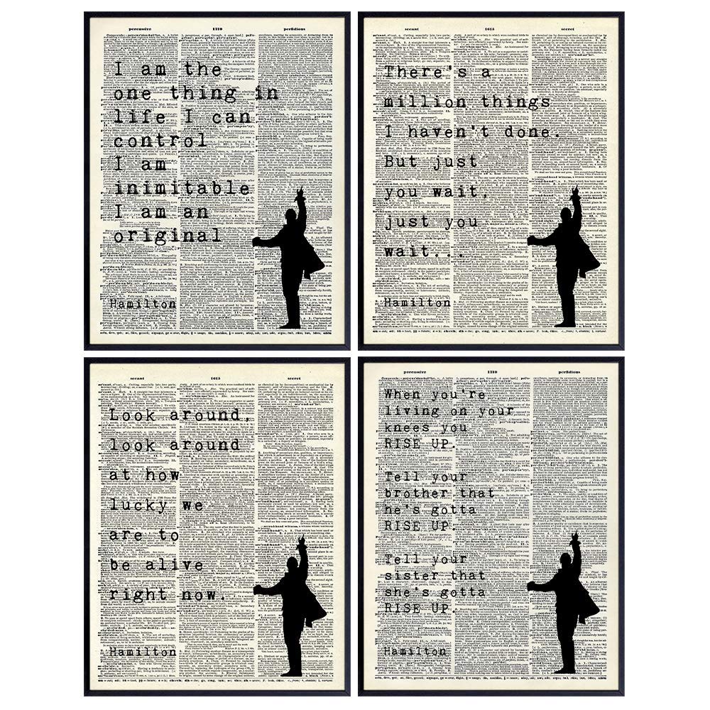 Musical Motivational Merchandise Gifts - 8x10 Lyrics Wall Decor Poster Set - Inspirational Quotes Wall Art - Bedroom, Office, Living Room Decoration - 4-8x10 Unframed prints