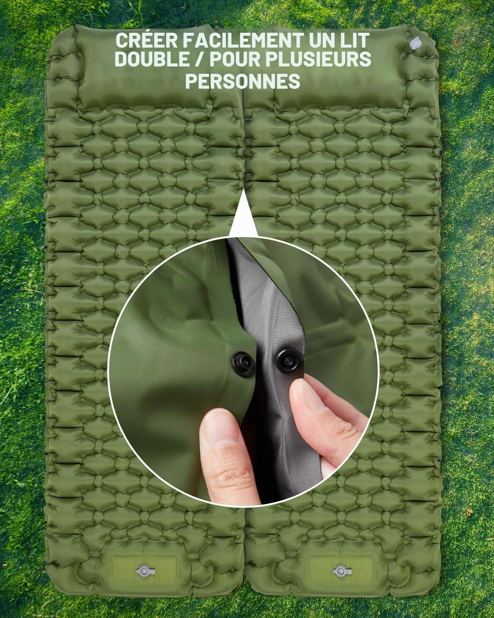 AKSOUL Matelas de camping auto-gonflant : matelas gonflable léger et compact avec pompe à pied intégrée, matelas épais pour randonnée, voyage