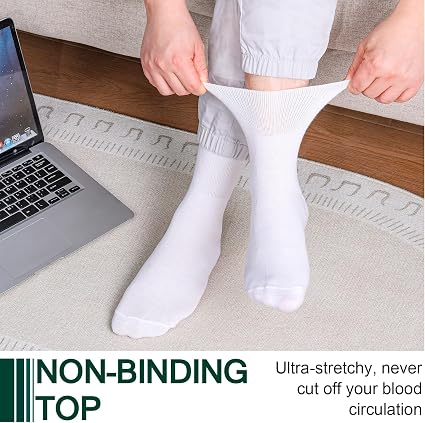 8 Paia Calzini Uomo Diabetici GRPSKCOS | Larghi E Non Stringono | Imbottiti E Traspiranti | Per Gambe Gonfie E Edemi | Taglie 40-46