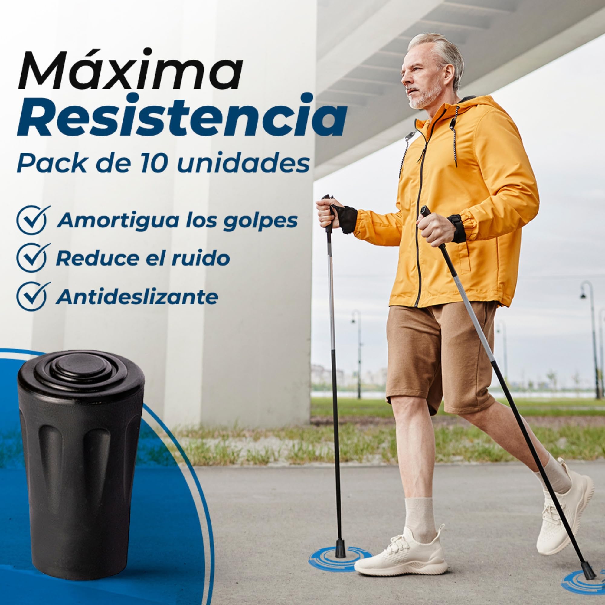 10 punte in gomma bastone da trekking 12 mm con anello metallico, accessorio bastone da trekking in alluminio