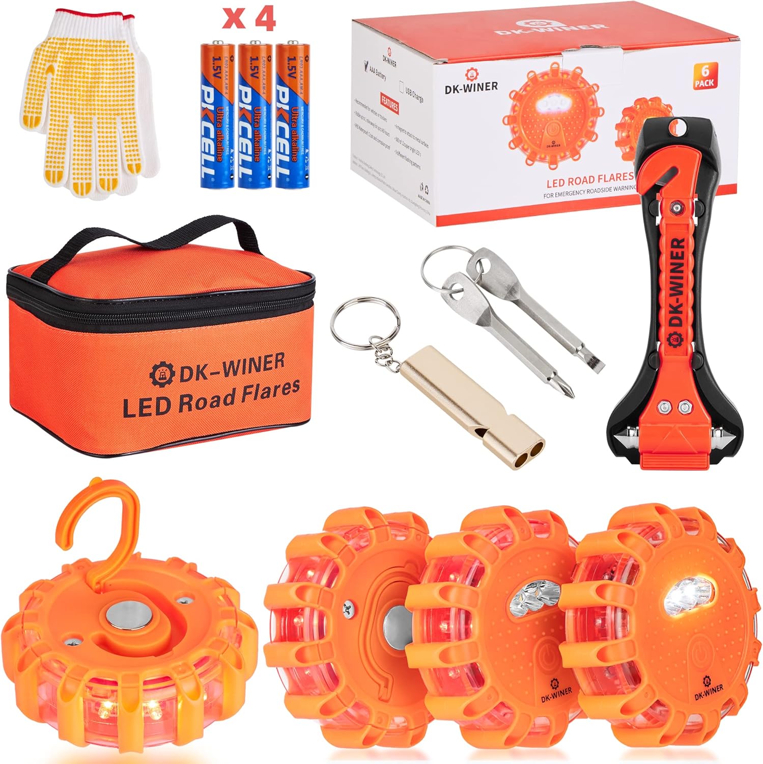 DKWINER LED Road Flares roadside emergency car kit