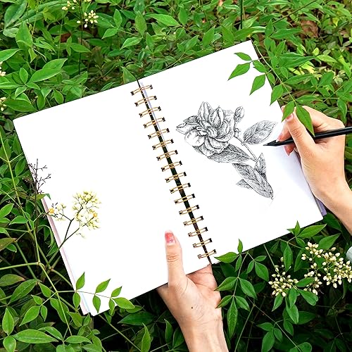 Miniatura 9 de Yoment Paquete de 2 cuadernos de bocetos de 5.5 x 8.5 pulgadas para dibujar pequeños bloc de bocetos en espiral para niños, libro de bocetos de tapa