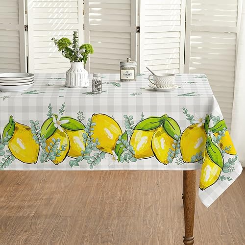 Horaldaily Mantel de primavera y verano de 60 x 60 pulgadas, funda de mesa de eucalipto limón a cuadros de búfalo para decoración de fiesta, picnic disponible en Yaxa El Salvador