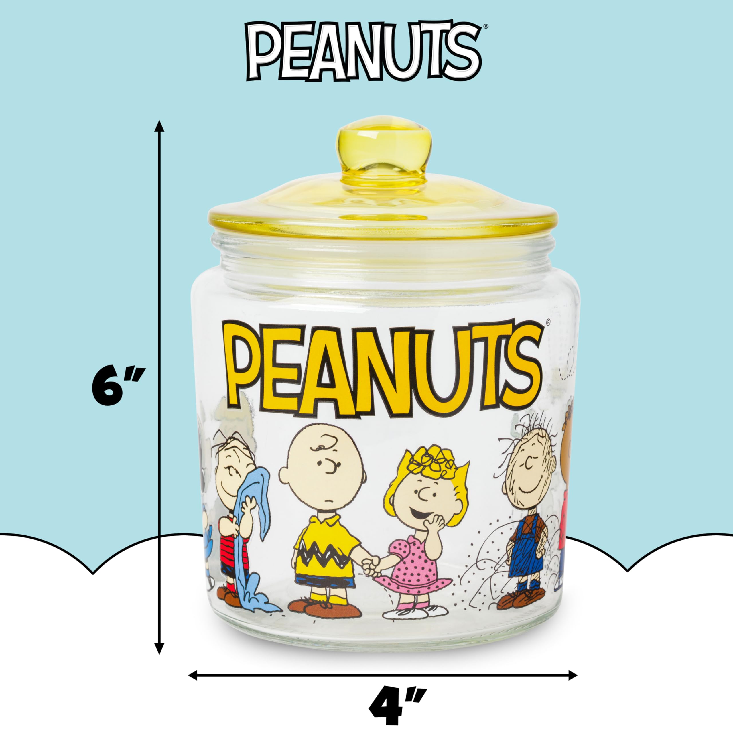 Silver Buffalo Peanuts Line Up Group 15 cm szklany słoik z pokrywką