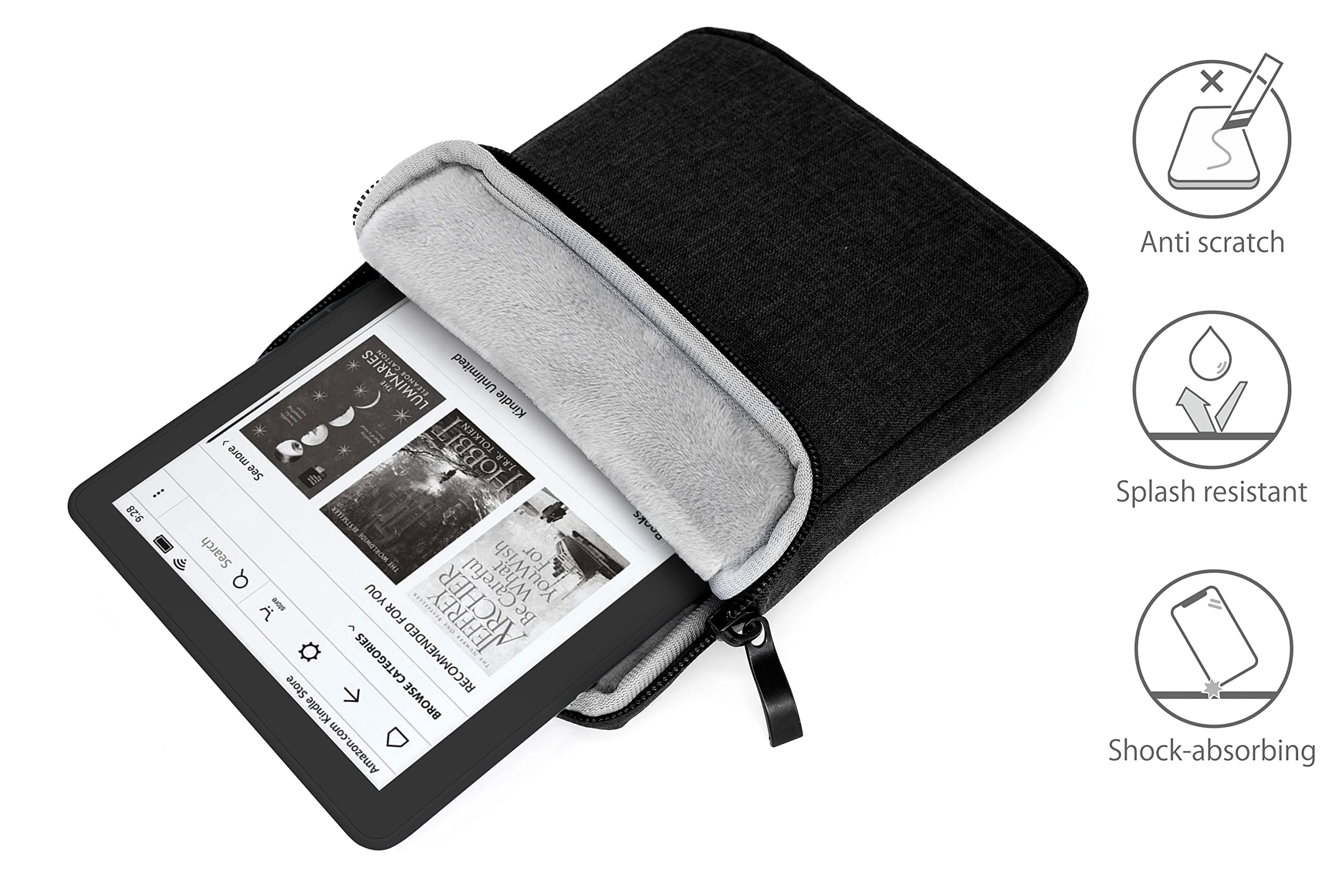 MyGadget Borsa Nylon 6,8" Case Protettiva per Kindle Paperwhite 11a Generazione Smartphone Nero