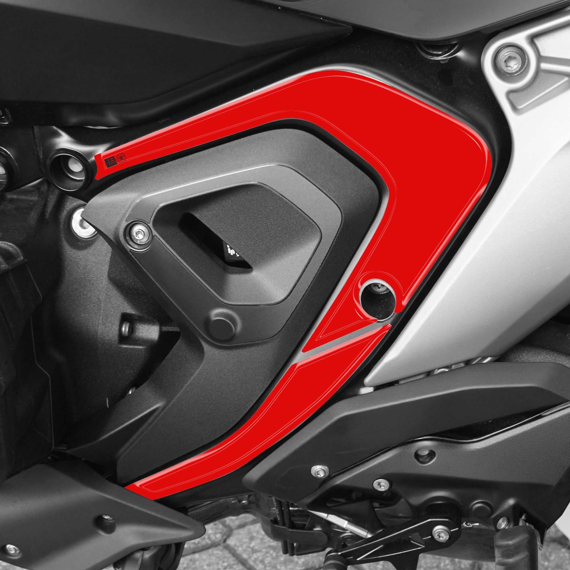 Protection cadre BMW R1300R RS kit stickers 3D moto résine rouge Labelbike