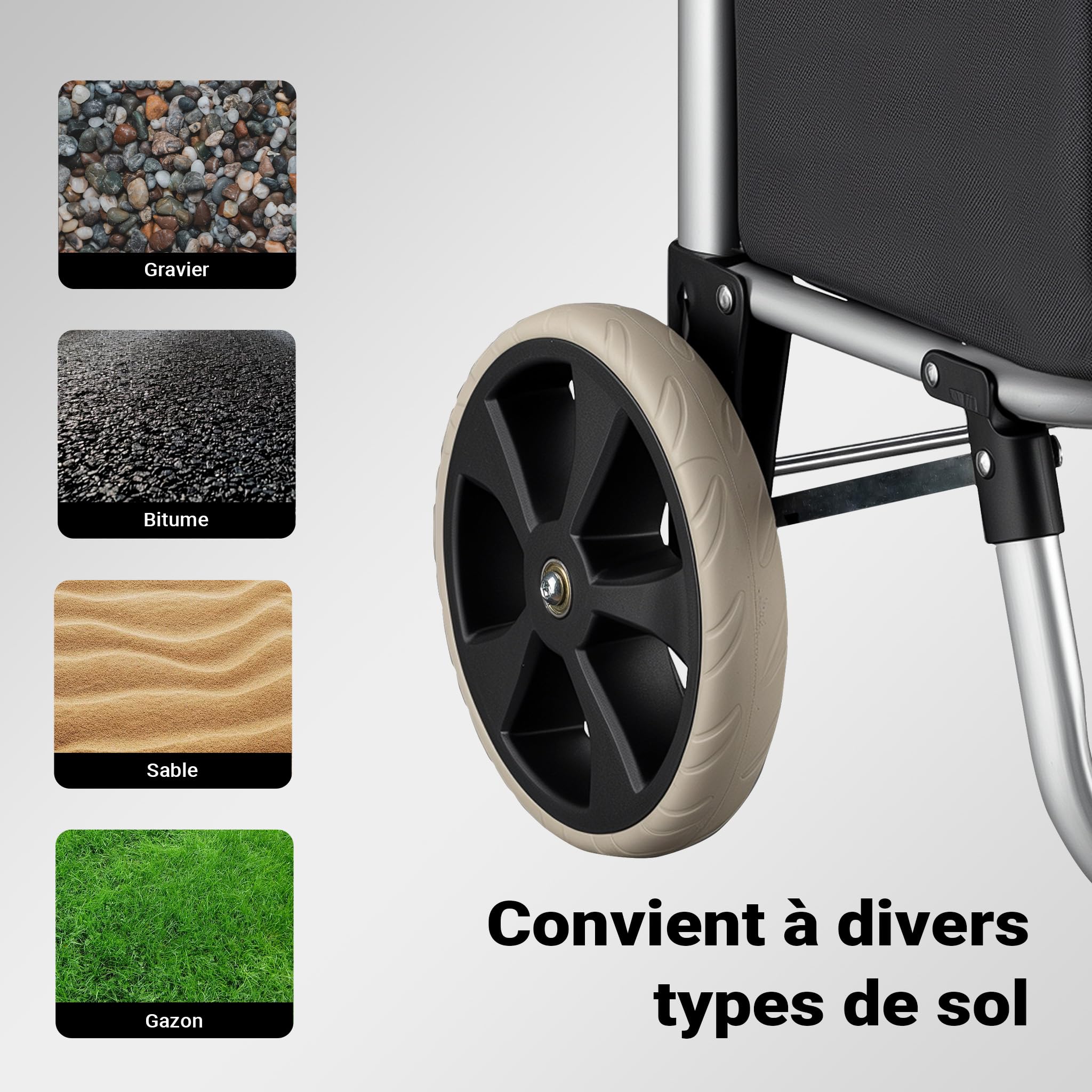 Wiltec Chariot de Course sur Roues – 36,5 x 44 x 103 cm – Pliable à 42 x 21 x 54 cm – Capacité de Poids 40 kg – en Aluminium et Polyester – Caddie de Course, Chariot Roulette Course