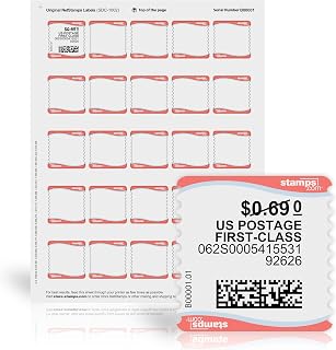 NetStamps Printable USPS Postage Stamps: Print at Home with Stamps.com, Inkjet & Laser Compatible, 50 Sheets Blank Labels